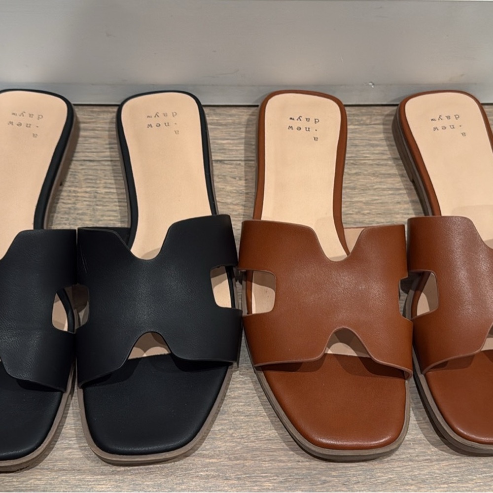 A New Day Black and Brown Sandals with H-Strap